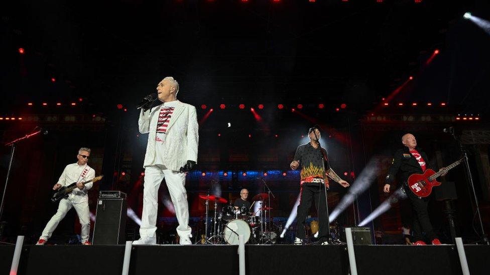 Frankie Goes to Hollywood on stage at Eurovision