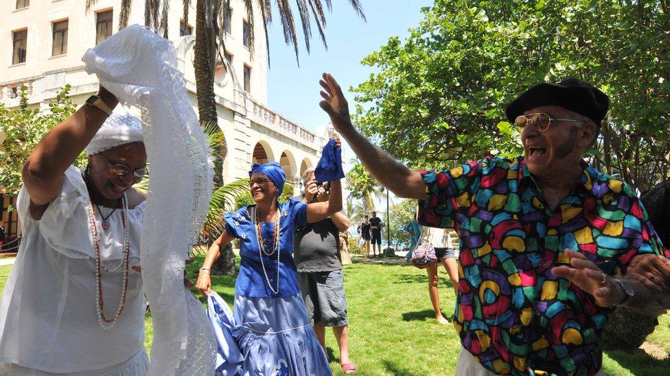 Performers at the international congress on longevity in Havana