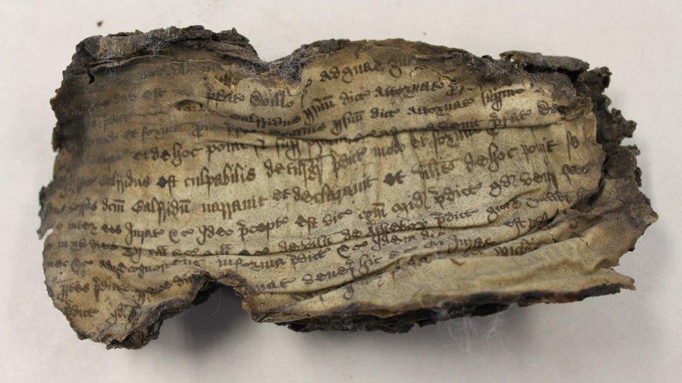 A singed parchment dating from the reign of King Henry VIII