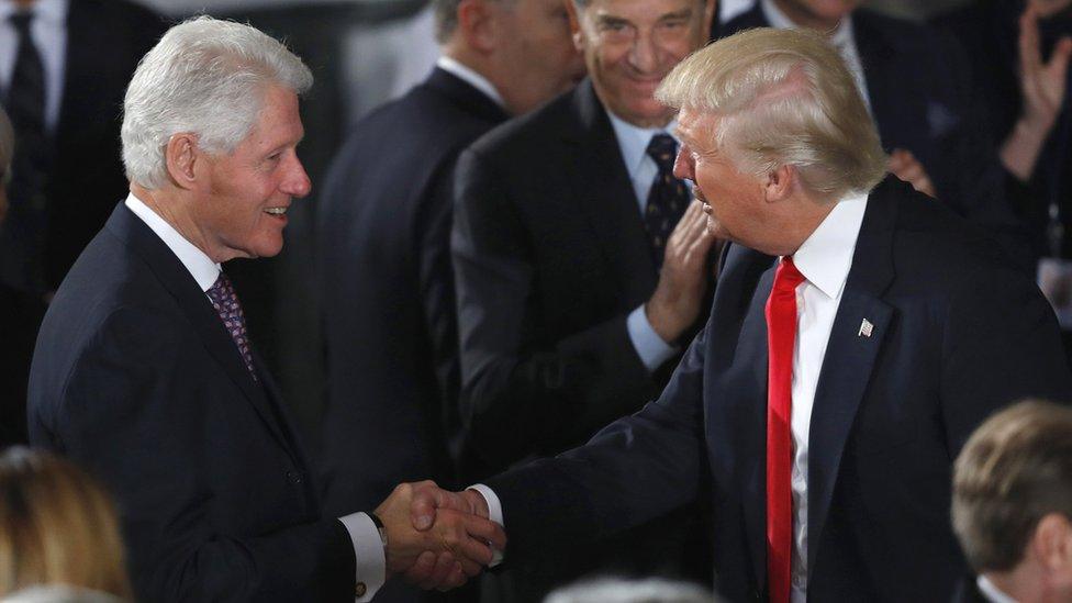 Photo of Bill Clinton meets Donald Trump at the at the inaugural lunch in January 2017