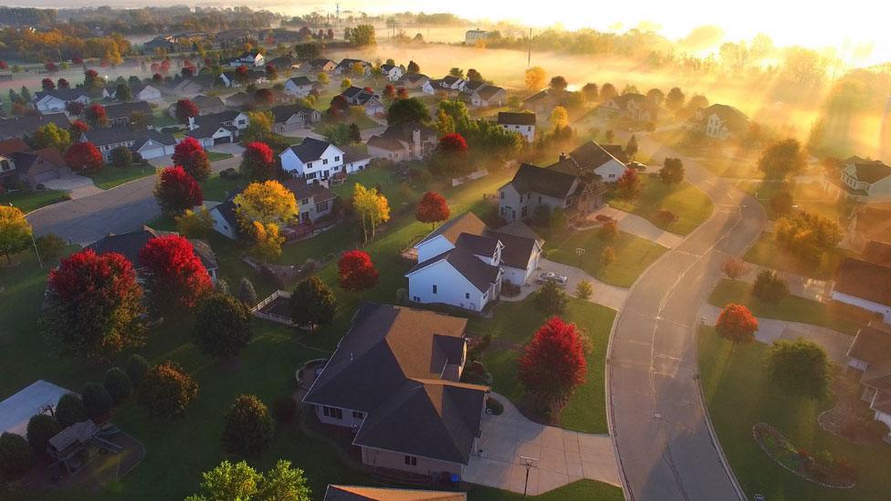 Sunrise over sleepy neighbourhood