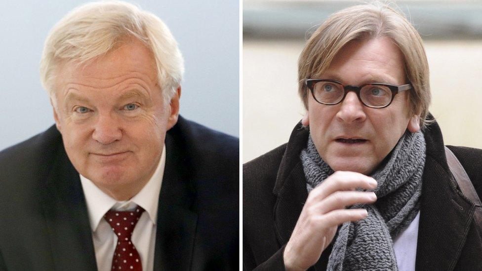 UK's David Davis (left) and European Parliament's Guy Verhofstadt - 22 Nov 16 file pic