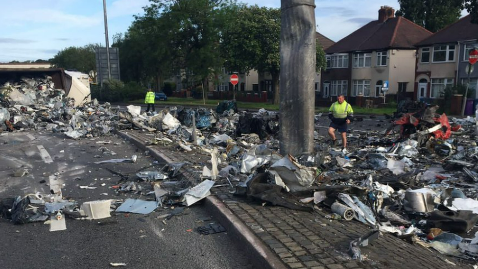 Scrap metal lorry crash