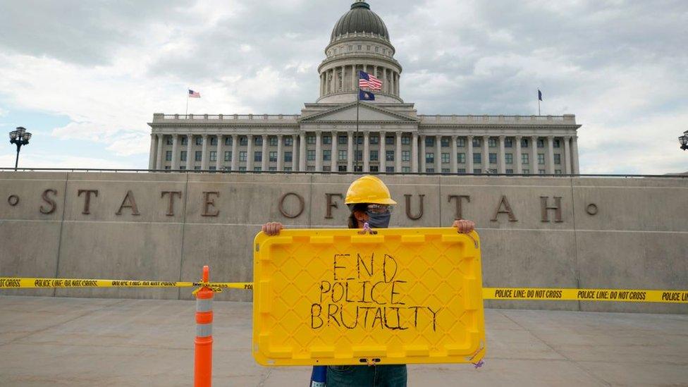 File photo of a protest against police brutality outside the Utah state capitol in June