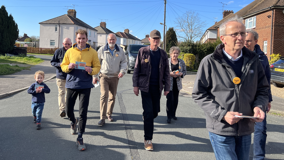 Lib Dem David Kendall and supporters in Brentwood