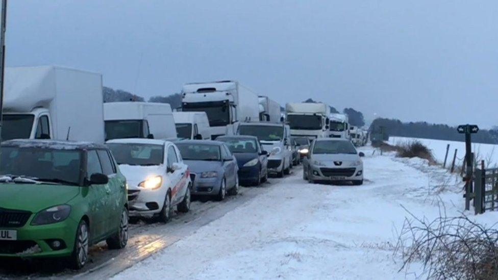 Vehicles in snow