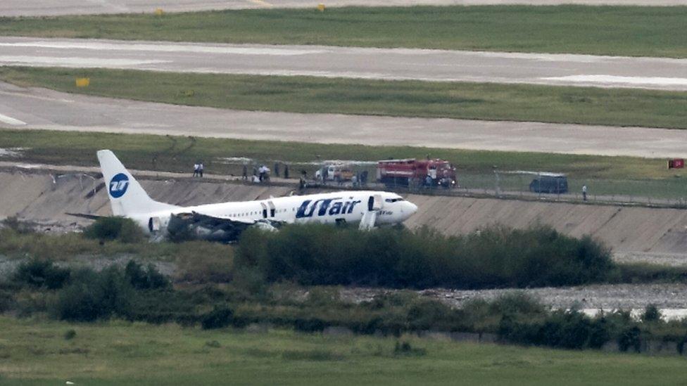 The plane's final destination - a riverbed next to the airfield