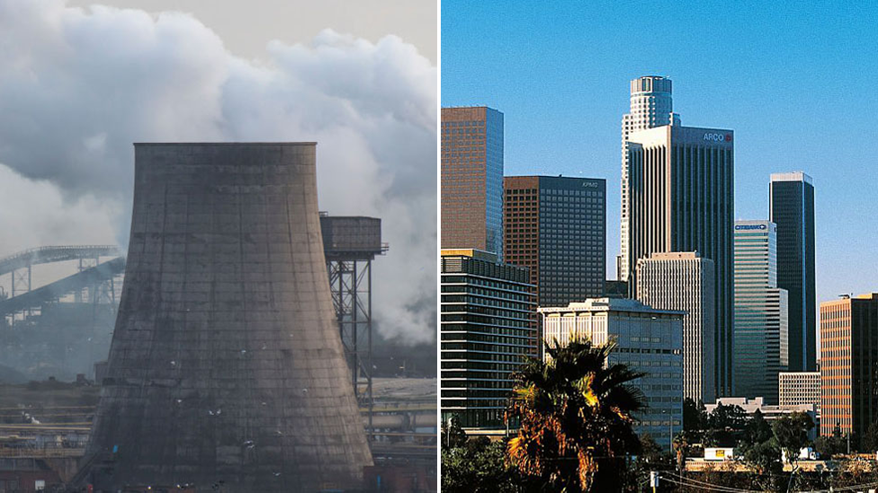 A split picture of Port Talbot and Los Angeles