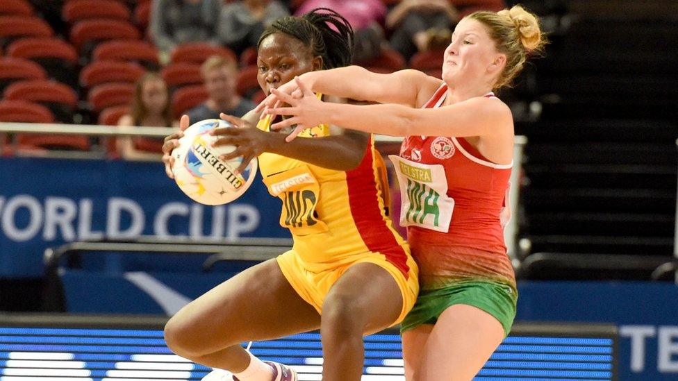 Wales wing attack Bethan Dyke challenges for the ball