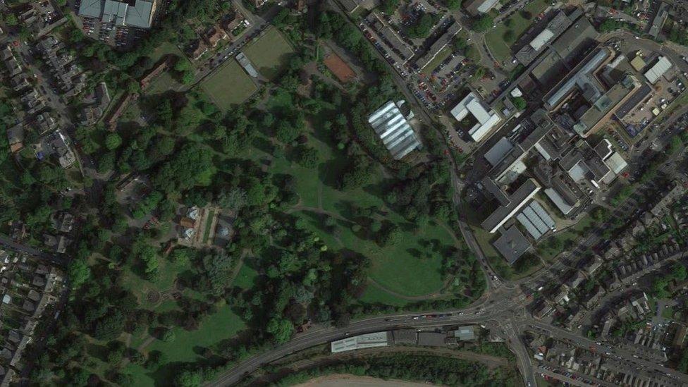 An aerial photo of Belle Vue Park