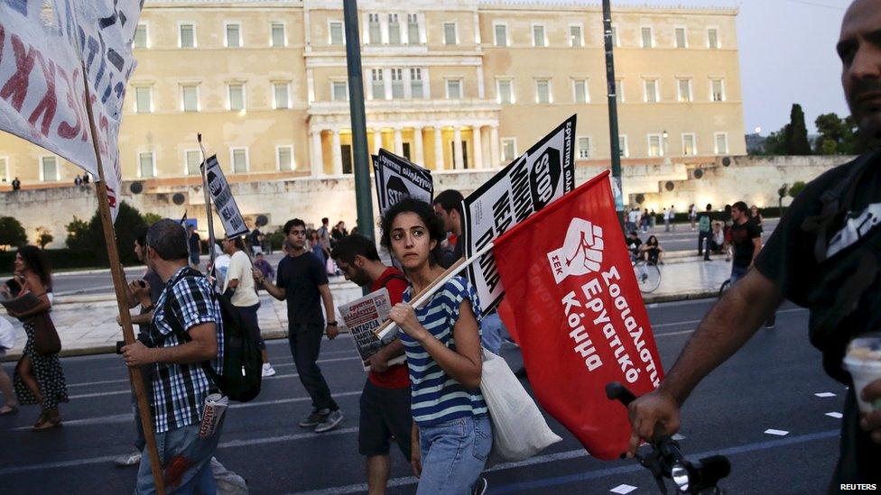 Protesters in Greece, 25 June 2015