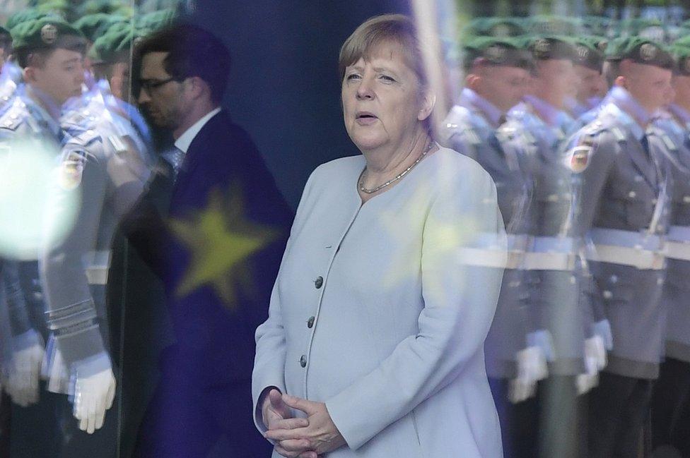 Chancellor Angela Merkel at the chancellery in Berlin on 27 June