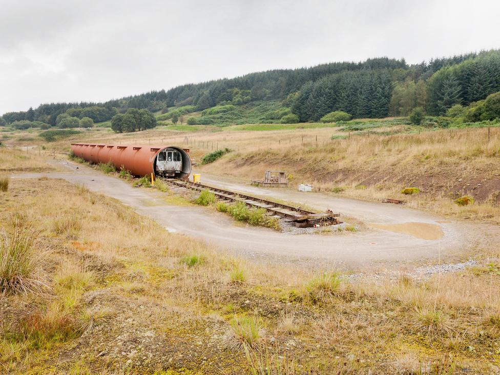 Abandoned railway and train at Harpur Hill, Derbyshire.