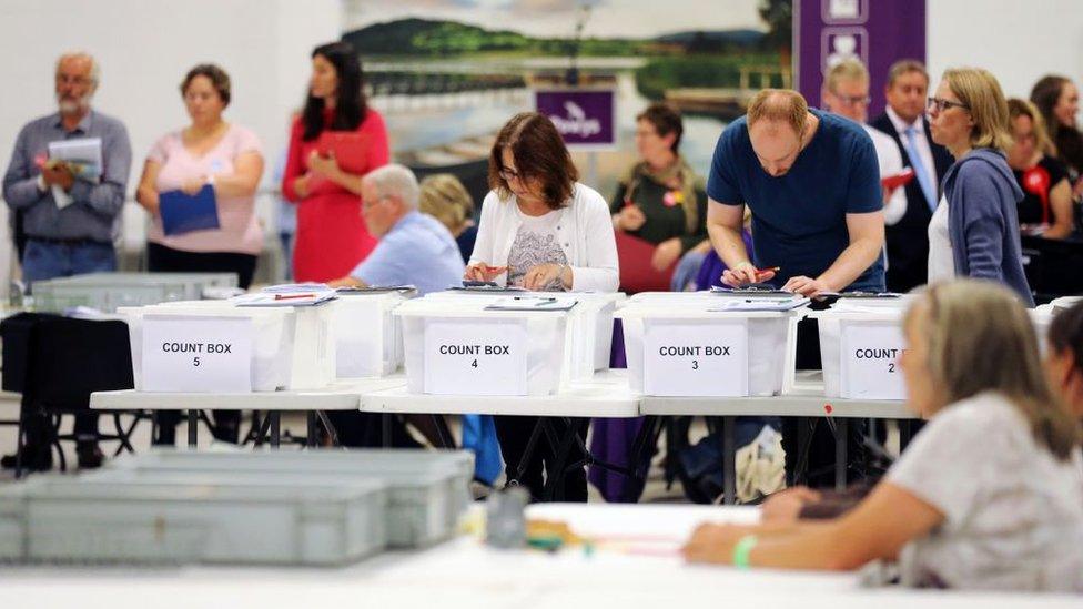 People counting votes