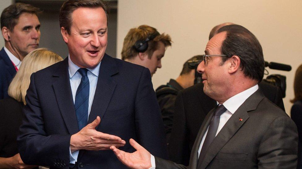 Prime Minister David Cameron (L) chats to French President Francois Hollande as EU leaders met for the first time since the British referendum.