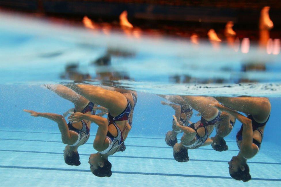 Team Egypt competes at the World Swimming Championships in Gwangju, South Korea, on 17 July 2019.