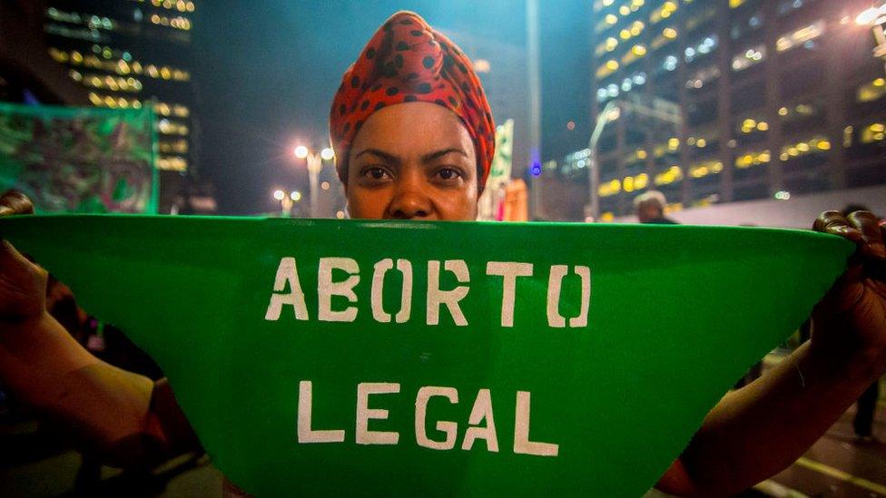 A pro-choice protest in Sao Paulo on 8 August 2018