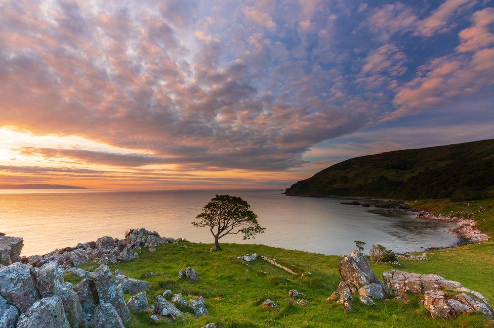 Sunset over Murlough Bay in County Antrim