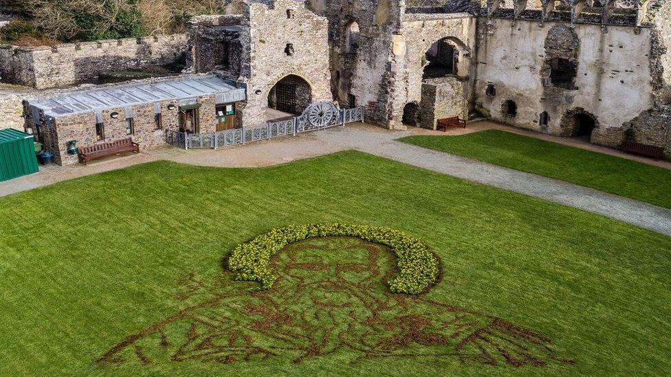 An aerial shot of the portrait