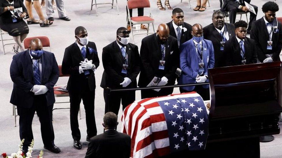 Mourners pay tributes to John Lewis at a memorial service in Troy, Alabama. Photo: 25 July 2020