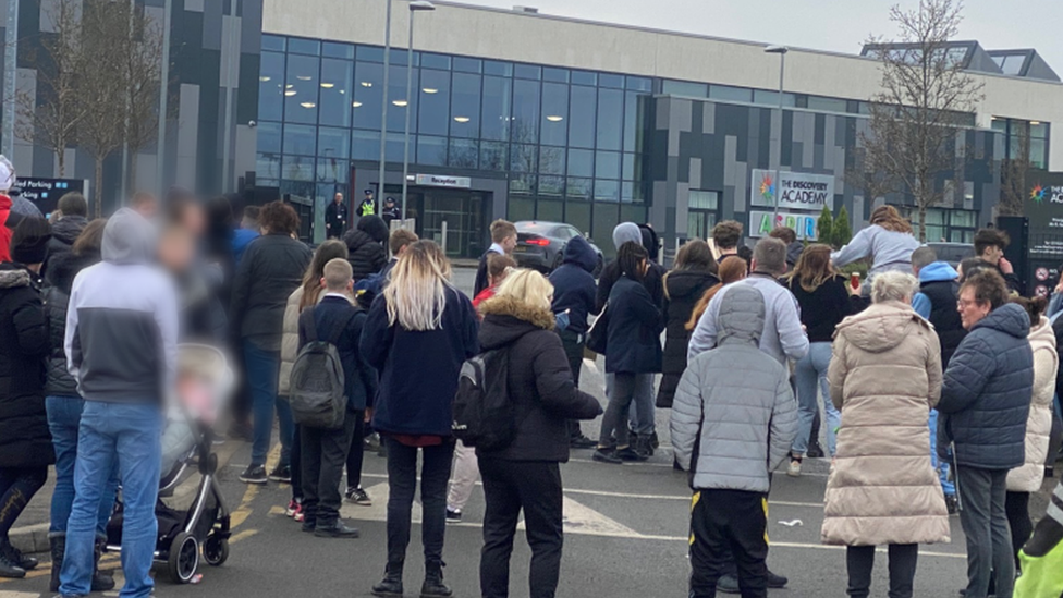 Protesters at school