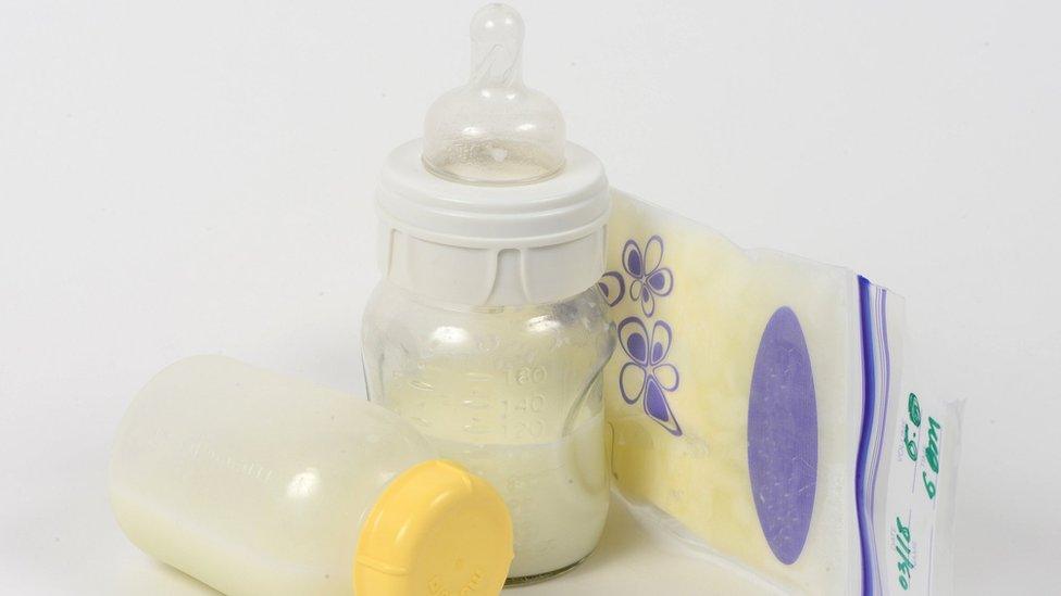 Breast milk in a bottle