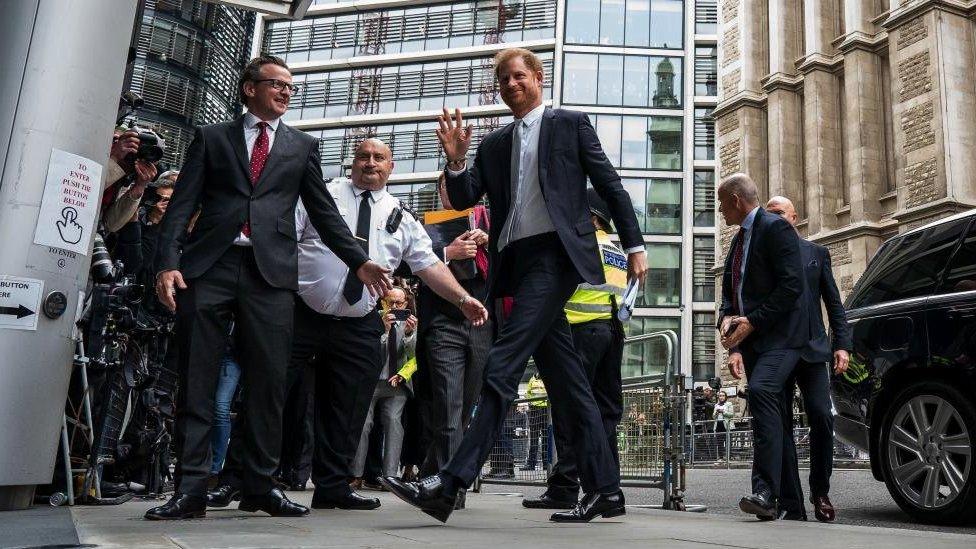 The Duke of Sussex arriving in court