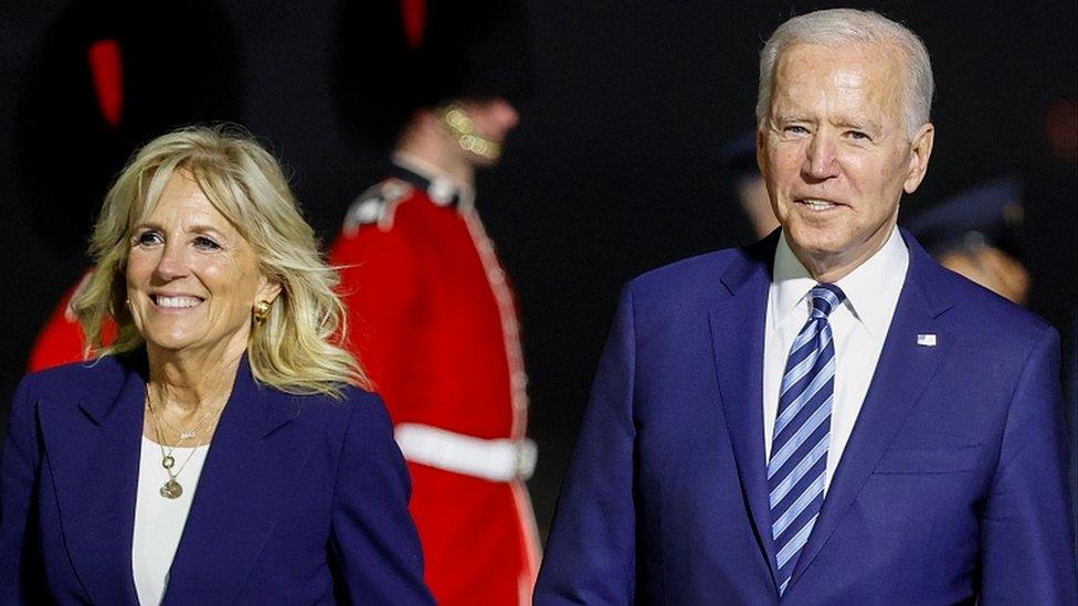 President Joe Biden and first lady Jill Biden arrive at Newquay, Cornwall, June 9, 2021