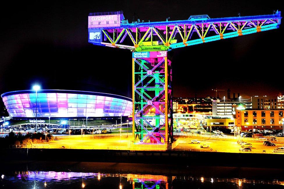 The Hydro was lit up with the rest of the campus for the MTV EMAs