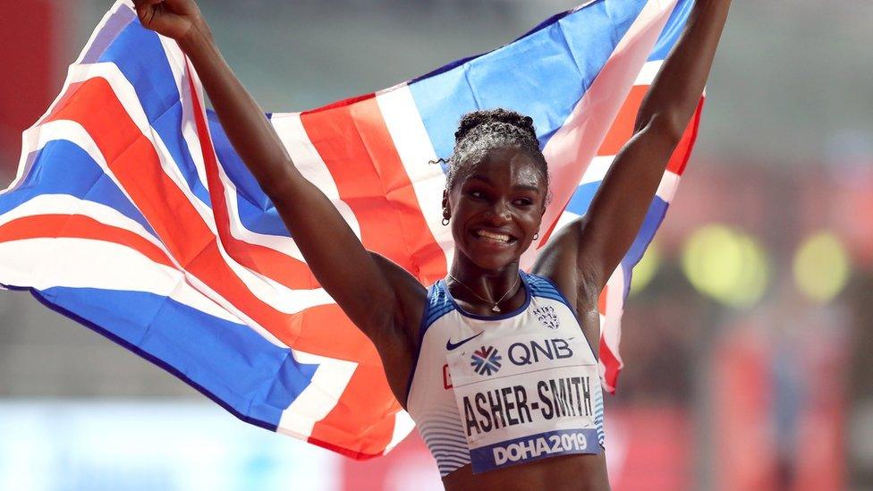 Dina Asher Smith with GB flag