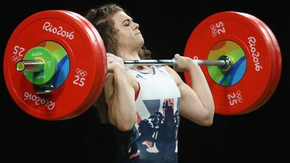 Rebekah Tiler lifting at the Rio Olympics