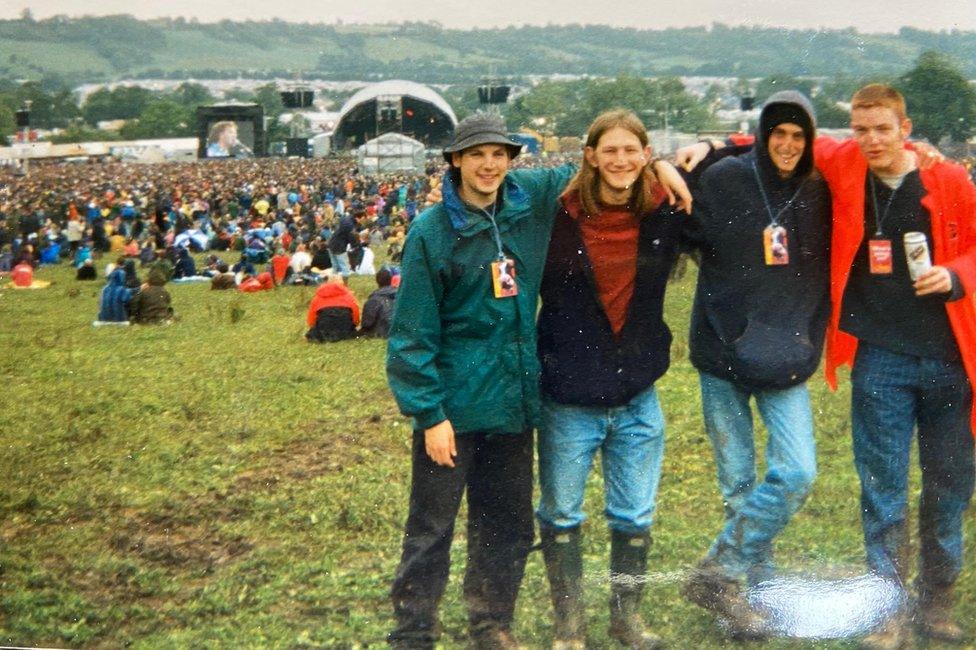 Martin (far left) and friends