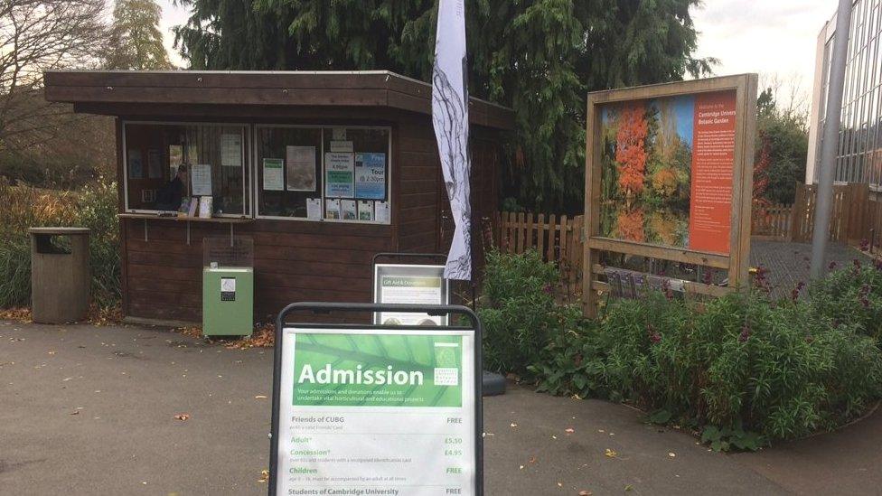 Ticket office at garden in Cambridge