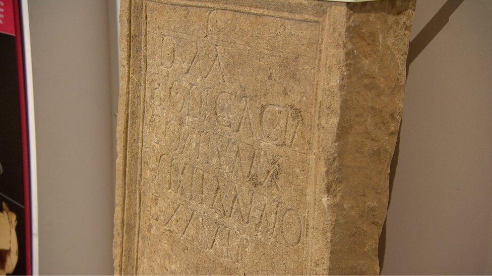 Roman tombstone in the Corinium Museum