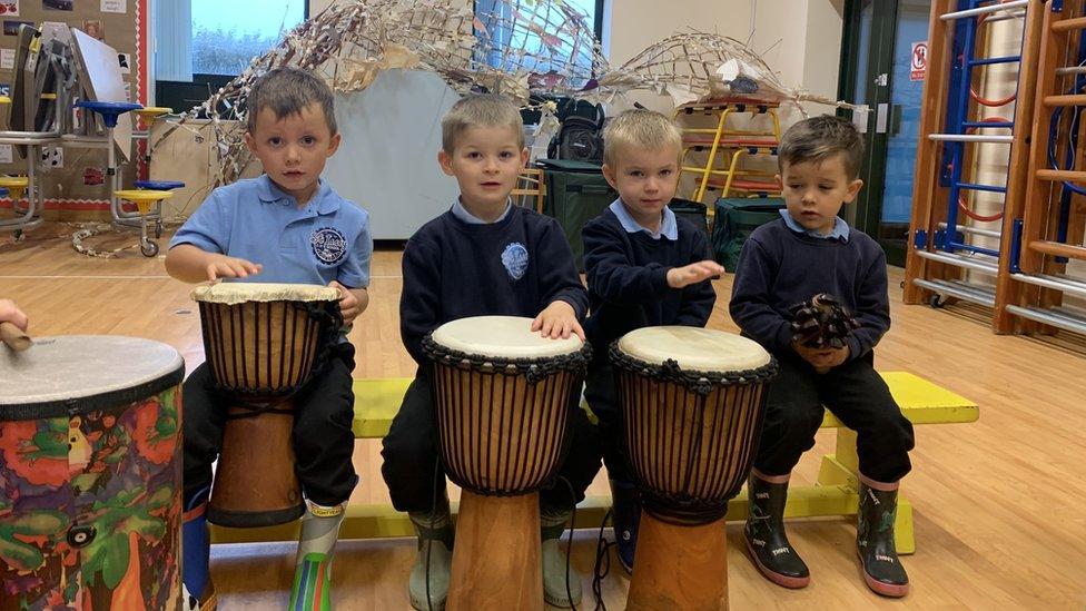 Pupils at St Issey Primary School