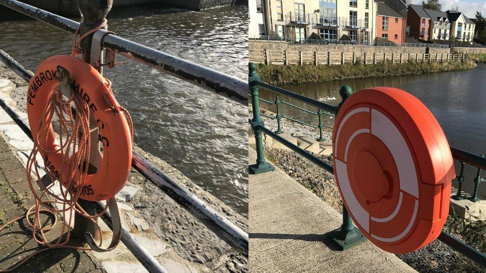 Lifebuoys at Pembroke Mill Pond