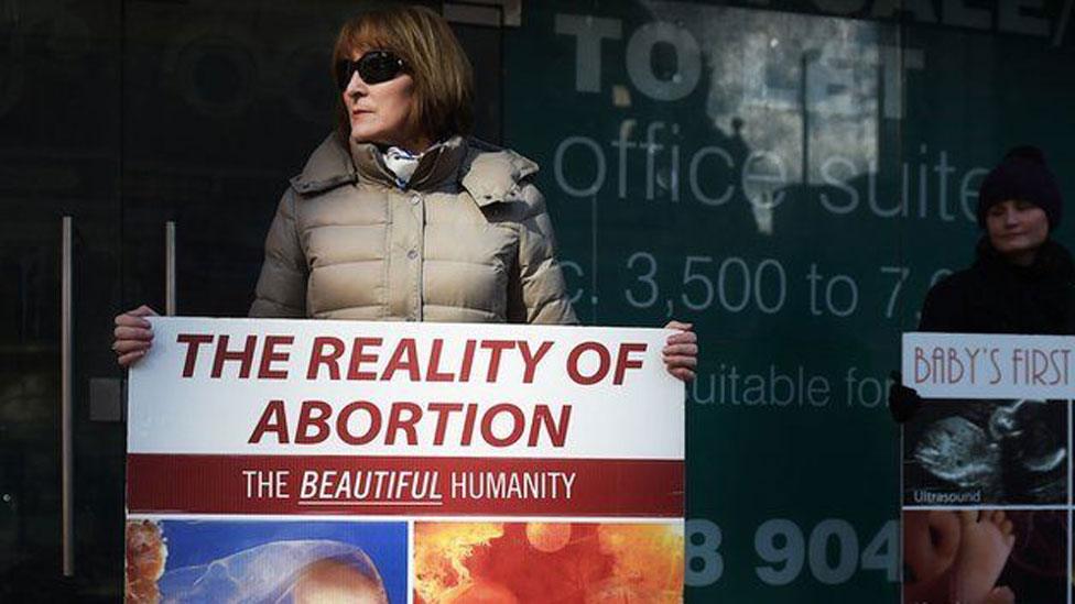 Pro Life campaigners outside Belfast's Marie Stopes Clinic in April 2016