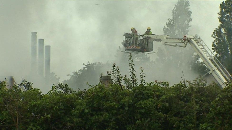 Firefighters at the hospital on Friday