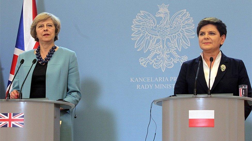 Theresa May and Polish PM Beata Szydlo