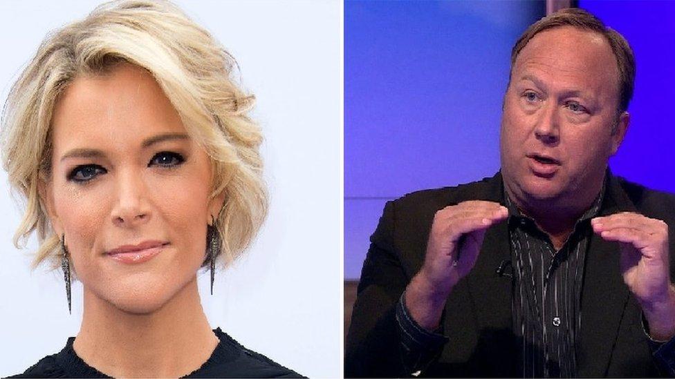 Composite image of Megyn Kelly and Alex Jones