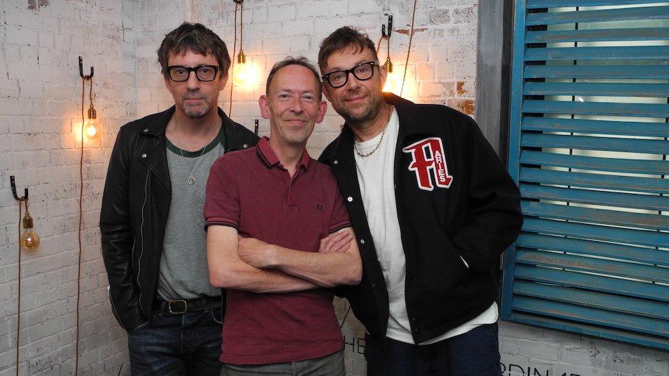 Blur and Steve Lamacq in the BBC 6 Music studios