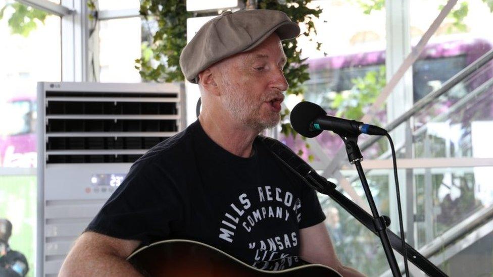 Billy Bragg performing at Manchester International Festival in 2017