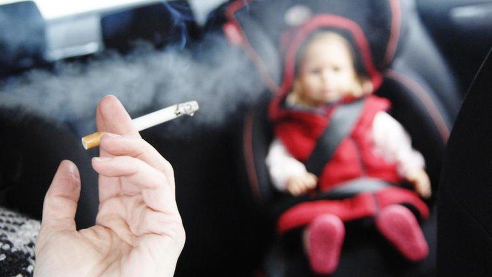 smoking in car with child