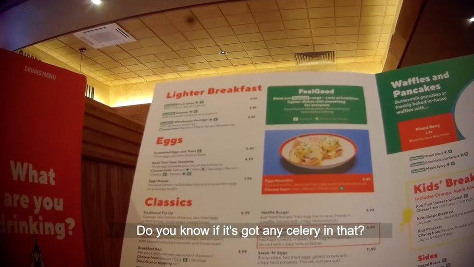 The menu at Frankie & Benny's