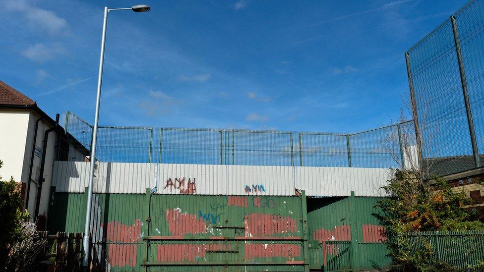 A gate in the Belfast peace wall