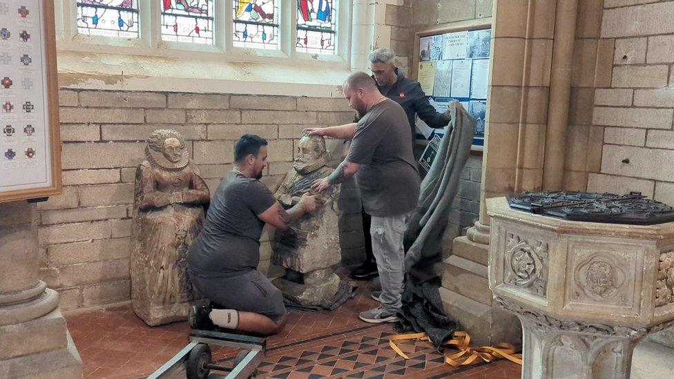 historic effigies of Mr and Mrs Michell return to Truro Cathedral