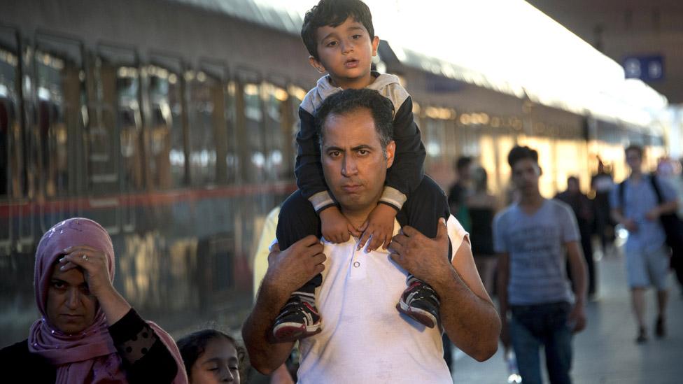 Migrants arriving at Vienna's Westbahnhof station