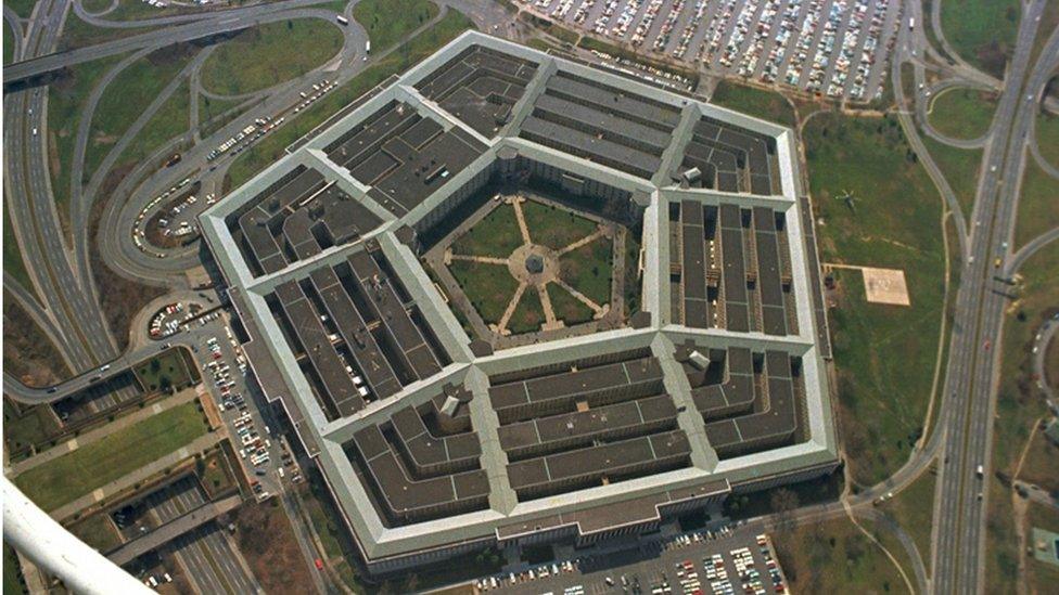 Aerial shot of the Pentagon, the headquarters of the United States Department of Defense, located in Arlington, Virginia.