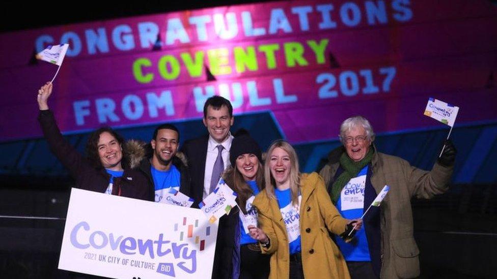 Coventry's bid team celebrates as it is announced as winner.