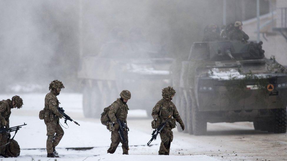 Nato military exercise at a training range in Pabrade, north of the Lithuanian capital Vilnius - 2 Dec 2016